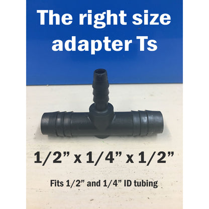 Poly Adapter T 1/2" OD x 1/4" OD x 1/2" OD